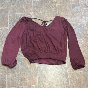 Chic Maroon Blouse with Tie Detail
